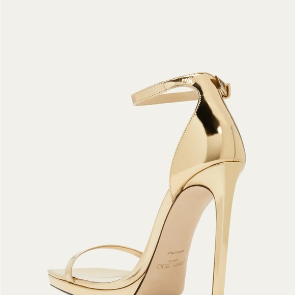 Jimmy Choo "Alva" metallic leather sandals 4.75 in / 120 mm stiletto heel - Picture 2 of 8